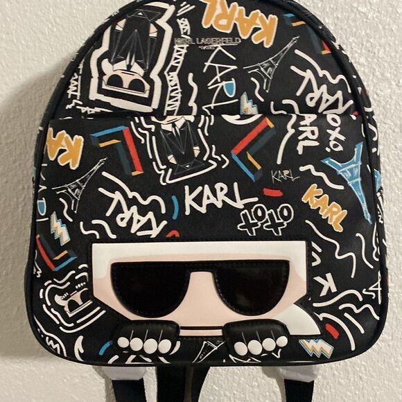 NWT- Karl Lagerfeld- Maybelle graphic mini backpack - Picture 2 of 8